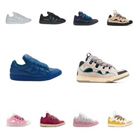 Lanvin splicing Curb men and women couple thick bottom lace-up casual sports skateboard shoes bread shoes-2347  